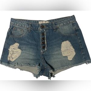 Zara Blue Distressed Jean Shorts